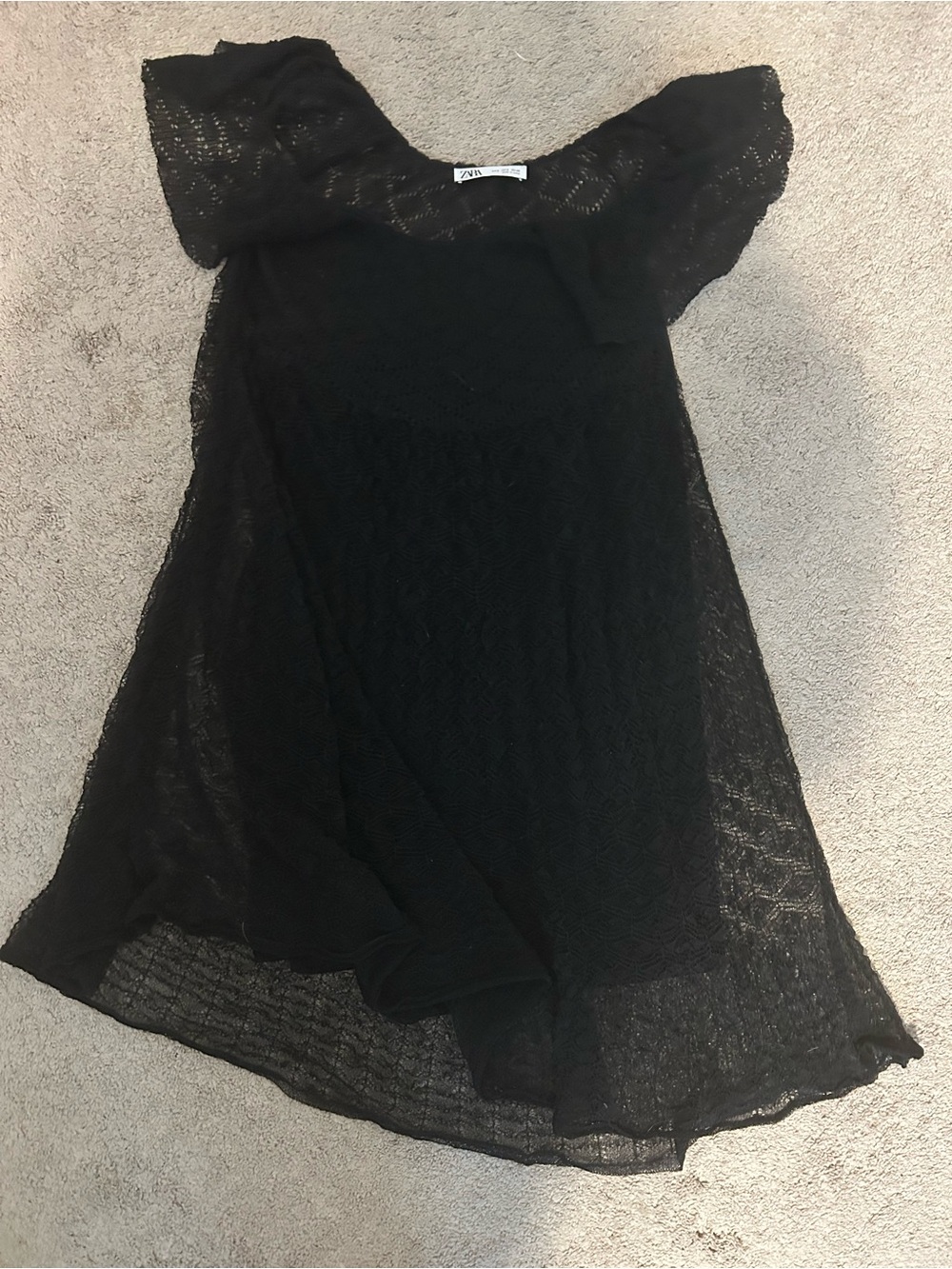 Zara Black Open-Knit Dress
